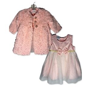 Blueberi Boulevard Baby Girl 2pc Dress & Coat Set Pink 18M NWT
